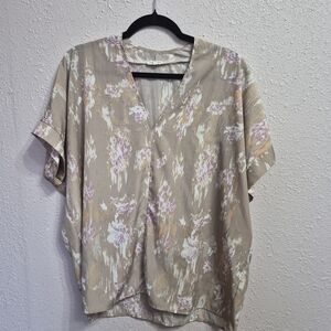 JODIFL Beige and Pink Abstract Blouse